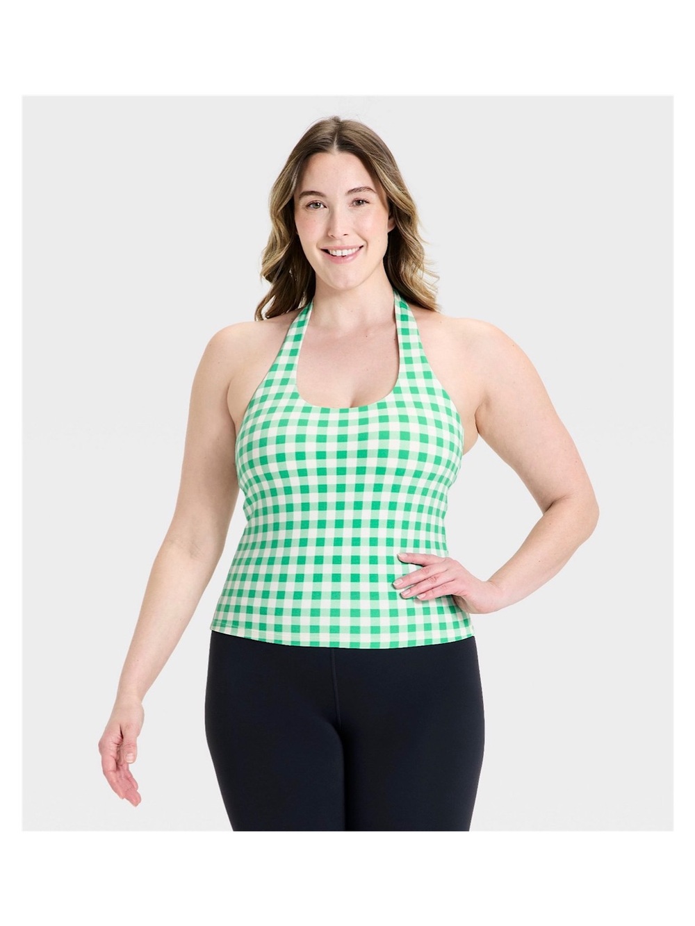 All in Motion Everyday Soft Halter Neck Support Tank Top (Green - Large)